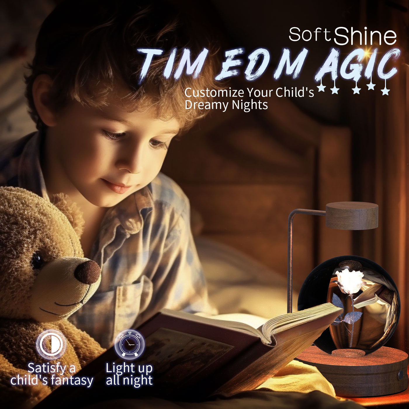 3D Dinosaur Night Light – Crystal Ball USB Lamp for Kids