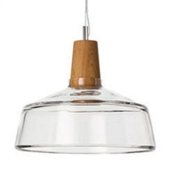 Glass & Wood Pendant Light – Vintage Rustic LED Hanging Lamp