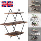 3‑Tier Floating Wall Shelf – Wooden & Black Metal Frame Display Unit